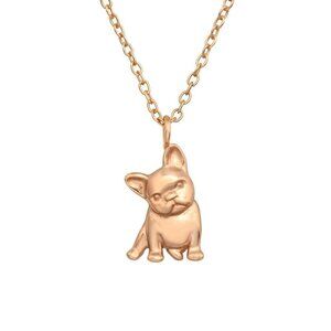 Rose Gold Dainty Bulldog Necklace